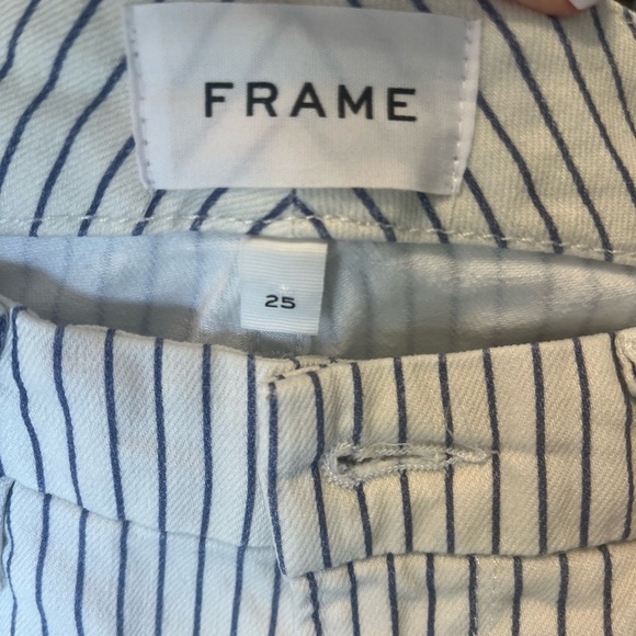 Frame Blue/White Striped Le Crop Mini Boot Pants Az 25 - Picture 2 of 7